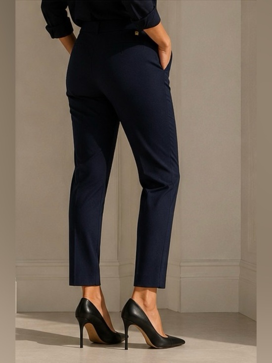 Lauren Ralph Lauren Pants - Lauren Ralph Lauren Navy Stretch Ankle Pants XL with Gold Logo Detail